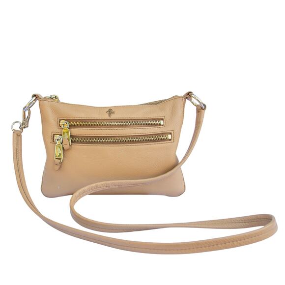 COLE HANN Small Crossbody Handbag Purse Bag Tan Beige Leather - Picture 1 of 10